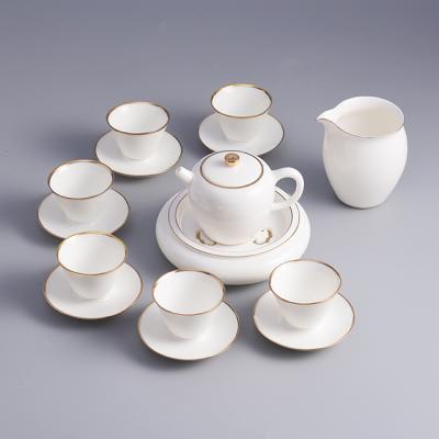 China Viable ready to ship ceramic chinese kungfu tea set china tea cup white teapot for sale