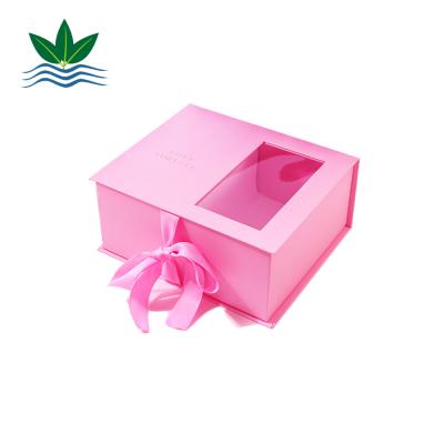 China Recyclable Luxury Jewelry Flower Gift Packaging Cardboard Box With Clear PVC Window for sale