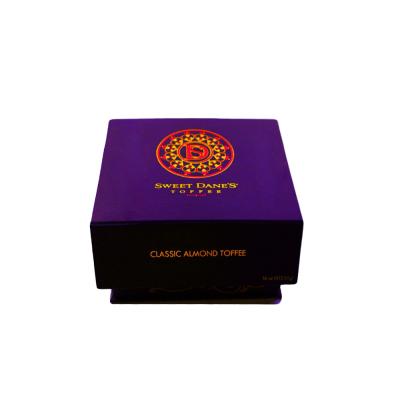 China Recyclable Custom Purple Sweet Paper Cardboard Gift Announcement Box Wedding Gift Packaging Candy Box for sale