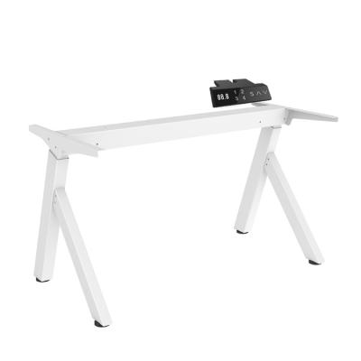 China Adjustable Computer Plus Size Metal Wearability Desk Frame Motorized Sit Standing Two Motor Desk Frame Desk for sale