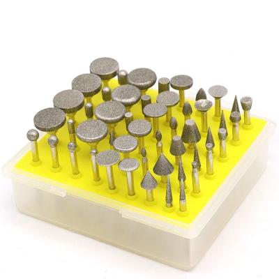 China Long Lasting 50pcs Diamond Grinding Heads Set 3mm Shank Grinding Burrs For Rotary Grinder Diamond Burr Dremel Abrasive Tool Set for sale