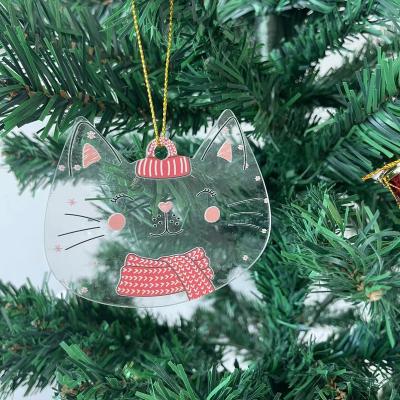 China Acrylic Or Organic Glass DIY Customized Logo Design Sublimation Blank Glass Christmas Ornaments for sale