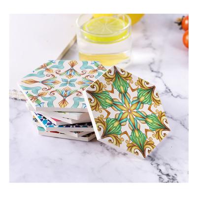 China Viable Coaster Cork Tea Coaster Ceramic Drink Coaster for Apartment Kitchen Room Bar Decoration for sale