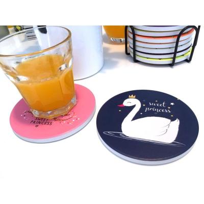 China Factory Viable Wholesale Round Ceramic Coaster With Cork Back Absorbent Tea Coaster Ex-factory Price for sale