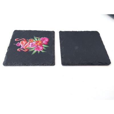 China Sustainable Hot Sale Slate Stone Coaster With Grain Stone Coaster For Kitchen Beverage Cup for sale