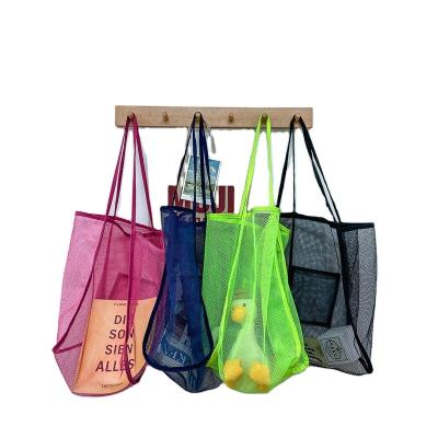 China High Quality Large Capacity Simple Portable Shopping Bags Shoulder Mesh Canvas Tote Bag for sale