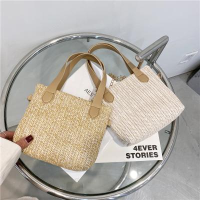 China 2021 Wholesale Fashion Straw Women Tote Woven Beach Bags Handbags for sale