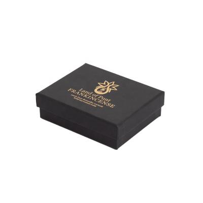 China Recycled Materials Custom Luxury Black Lid Packaging And Gift Box Low Coated Foil Gold Logo Custom Box Rigid Cardboard Paper Packaging for sale