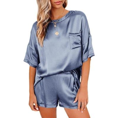 China WP2001 QUICK DRY hits spring summer solid color women's silk pajamas where pajamas set women's sleepwear for sale