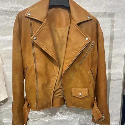 China Wholesale Genuine Leather Women Sheep Leather Jacket Ladies Fashion Real Leather Jacket Women Factory Price for sale