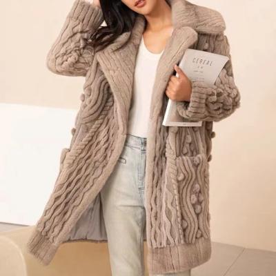 China OEM ODM High Quality Wholesale Leather Clothing Danish Mink Leather Coat With Sheared Mink Embroidery Long True for sale