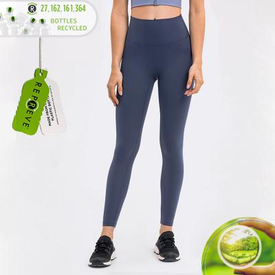 China D19108 Eco-Friendly Recycled Buttery Soft Antibacterial Naked Feeling Activewear Yoga Line Up Leggings High Waist Workout Yoga Pants for sale