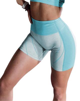 China YJ056 Antibacterial Seamless Waisted Cycling Yoga Running Women's Workout Shorts Sweat-wicking Body Fitted Tights for sale