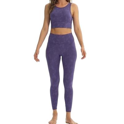 China YD12724 Custom Antibacterial Jacquard Women Yoga Sets Bilateral Wear 82%nylon 18%spandex Activewear Gym Fitness Sets for sale