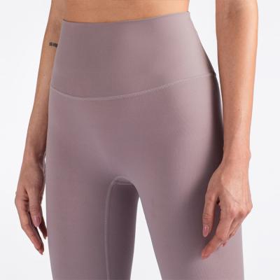 China A1558 Antibacterial V-Back Waist Leggings Seamless Workout No Front Line Proof 3/4 Compression Squat Gaiters Super Stretchy Comfortable Booty Lift for sale