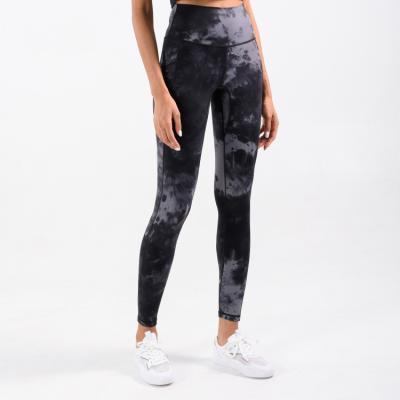 China ZR002 bare squatproof antibacterial unti-pilling active women tie dye printed 75% nylon sporty running yoga workout leggings for sale