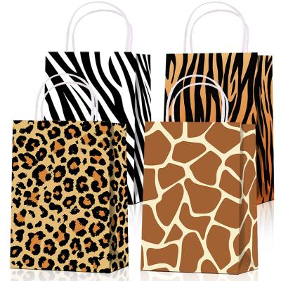 China Handmade Leenice Jungle Animal Paper Bags , Kraft Paper Gifts Bags With Handle for sale