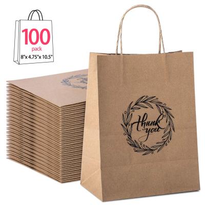 China Handmade Thank You Paper Bags Bulk with Handle (No Bow or Ribbon), Brown Kraft Paper Bags, Party Bags for sale