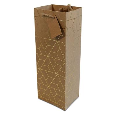 China Handmade Customiced Printed Logo Kraft Paper Luxurious Wine Paper Bags for sale