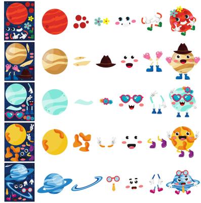 China 45pcs Waterproof Make Your Own Planet Sticker Sets 9 Planets Outer Space Solar System Birthday Party DIY Stickers Make A Face Stickers for sale