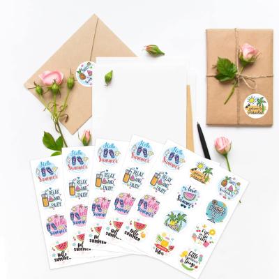 China Different Hello Summer Beach Watermelon Beer Ice Cream Pineapple Waterproof Cute Stickers For Hawaii Party Decoration Tropical Stickers for sale