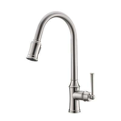 China GOWO Modern 360 Degree Brush Gold Chrome Kitchen Nickel Pull Out Faucets Mixer Drop Down Kitchen Faucet for sale