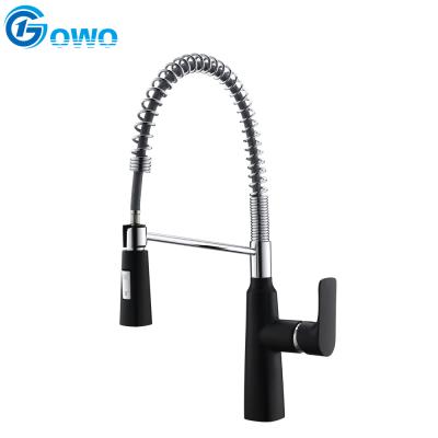 China Modern Brass Hardware With Spring American Style Matt Black Color Pull Down Kitchen Faucet for sale