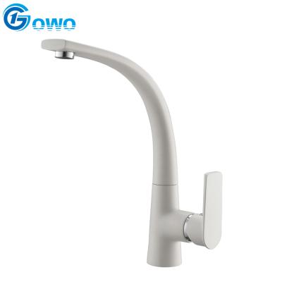 China Modern Deck Mounted Brass Material White Rock Color Oatmeal Stone Sink Kitchen Faucet for sale