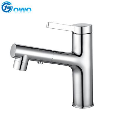 China Modern Brass Luxury Bathroom Basin Chrome Pull Out Spray Basin Faucet Mixer for sale