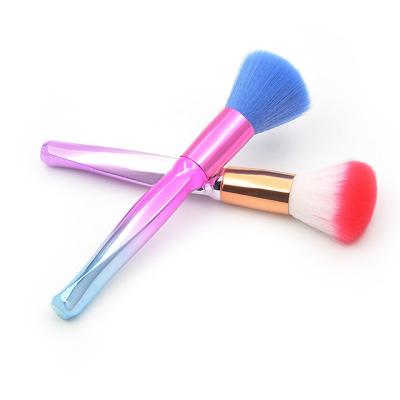 China Angular Blush Single Handle Spiral Plastic Cosmetic Blush Powder Brush Tool for sale