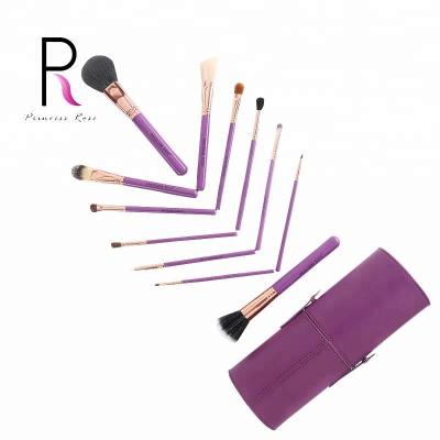 China Angular Blush 12pcs Trendy Fashion Charm Brush Beauty Makeup Purple High Quality Thick Set Brush With Makeup Bucket for sale