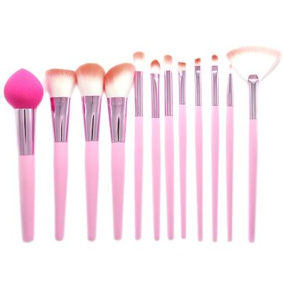 China Angular Blush Professional Leather Product 12PCS Private Label Makeup Brush Makeup Set Girl From Shenzhen for sale