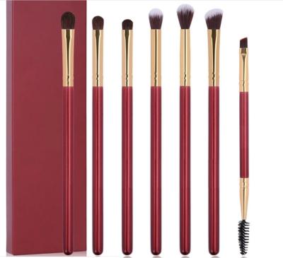 China Angular Blush Red Portable Hybrid Makeup Box Red Makeup Box Female Makeup Beauty Quality 7PCS Makeup Brush Set for sale