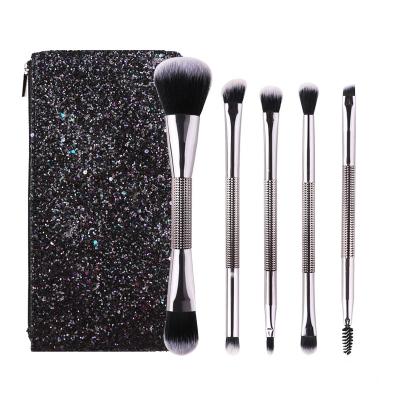 China Angular Blush 5pcs Princess Rose Beauty Fashionable Silver Portable Makeup Brush Set High Quality New for sale