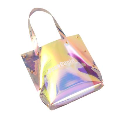 China New Design PVC Hologram Makeup Bag Custom Makeup Bag Clear Holographic Waterproof Durable PVC Waterproof Makeup Bags PVC Transparent Fashion Transparent Packaging Bags for sale