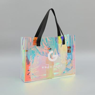 China Raymond Custom WATERPROOF Durable Waterproof Holographic Logo Bag PVC Fashion PVC Clear Portable Promotional Plastic Bags Waterproof PVC Bag For Women for sale