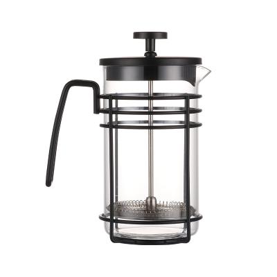 China WITH LID Factory Supply 800ml High Borosilicate Glass French Press Jug With Iron Frame for sale