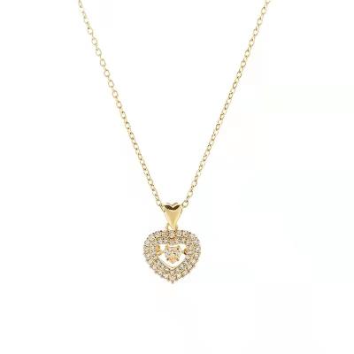 China Romantic in Gold Plated Heart Necklace Pendant Wholesale Micro Stainless Steel Zirconia Love Current for sale