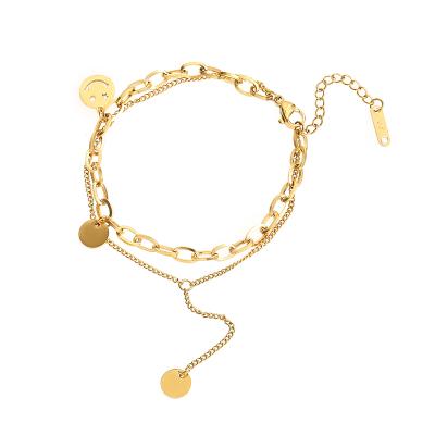 China Hiphop fashion popular personality jewelry does not lose color hip-hop bracelet ladies 18 gift stainless steel gold plated bangle for sale