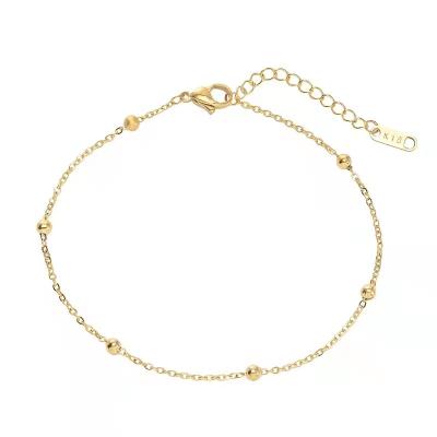 China Wholesale Fashion Stainless Steel Gold Bead Bracelets TRENDY Simple Jewelry Small Gold Plated Bracelets for sale