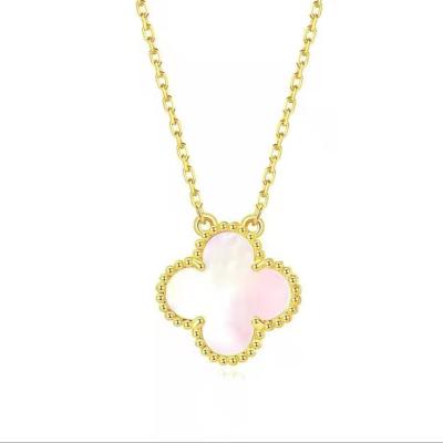 China FASHIONABLE 18K Stainless Steel Necklace Natural Pearlescent Four Leaf Clover Pendant Necklace Does Not Fade for sale