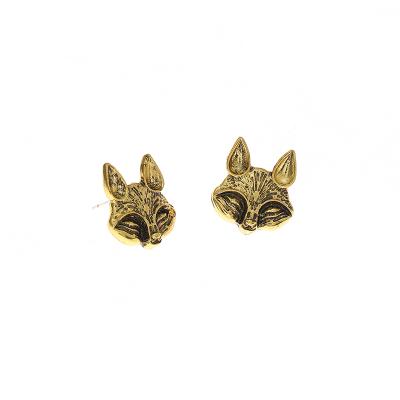 China Romantic In Stock Vintage Wholesale Animal Stud Earrings Cute Fox Rabbit Silver Metal Stud Earrings 926 for sale