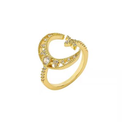 China TRENDY in Stock Wholesale Brass With Zirconia Gold Plated Fashion Personality Charm Rings Big For Women for sale