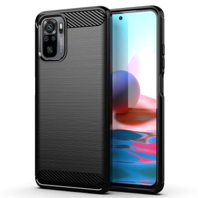 China Contracted For Xiaomi Redmi Note 10 Carbon Fiber TPU Silica Gel Back Cover Hard Mobile Phone Case for sale