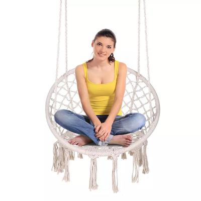 China Modern Outdoor Indoor Garden Hammock Handmade Cotton Rope Hanging Seat Macrame Hammock Swing Chair for sale