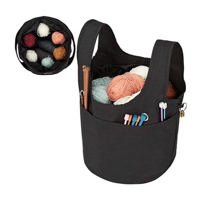 China Yarn Storage Bag Knitting Organizer Tote For Easy Knit With Side Pockets Kntting Tools for sale