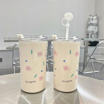 China Sustainable Factory Direct High Appearance 480ml Double Level Stainless Steel Beverage With Straw Insulation Cup for sale