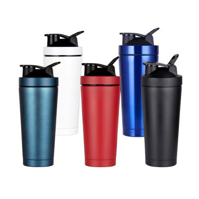 China Viable Powder Shaker Cup Vacuum Flasks Fitness Sports Water Bottle Double-Layer Stainless Steel Vacuum Flask Protein Thermoses for sale