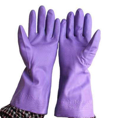 China Purple Pvc Household Safety Gloves Latex Glove Fashion High Quality Rubber Dishwashing Gloves for sale