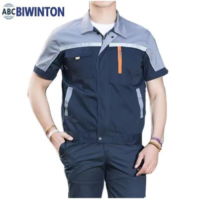 China Summer Reflective Thin Work Clothing Sets Unisex Workwear Suits Short Sleeve Jacket+Pants Working Factory Uniforms for sale